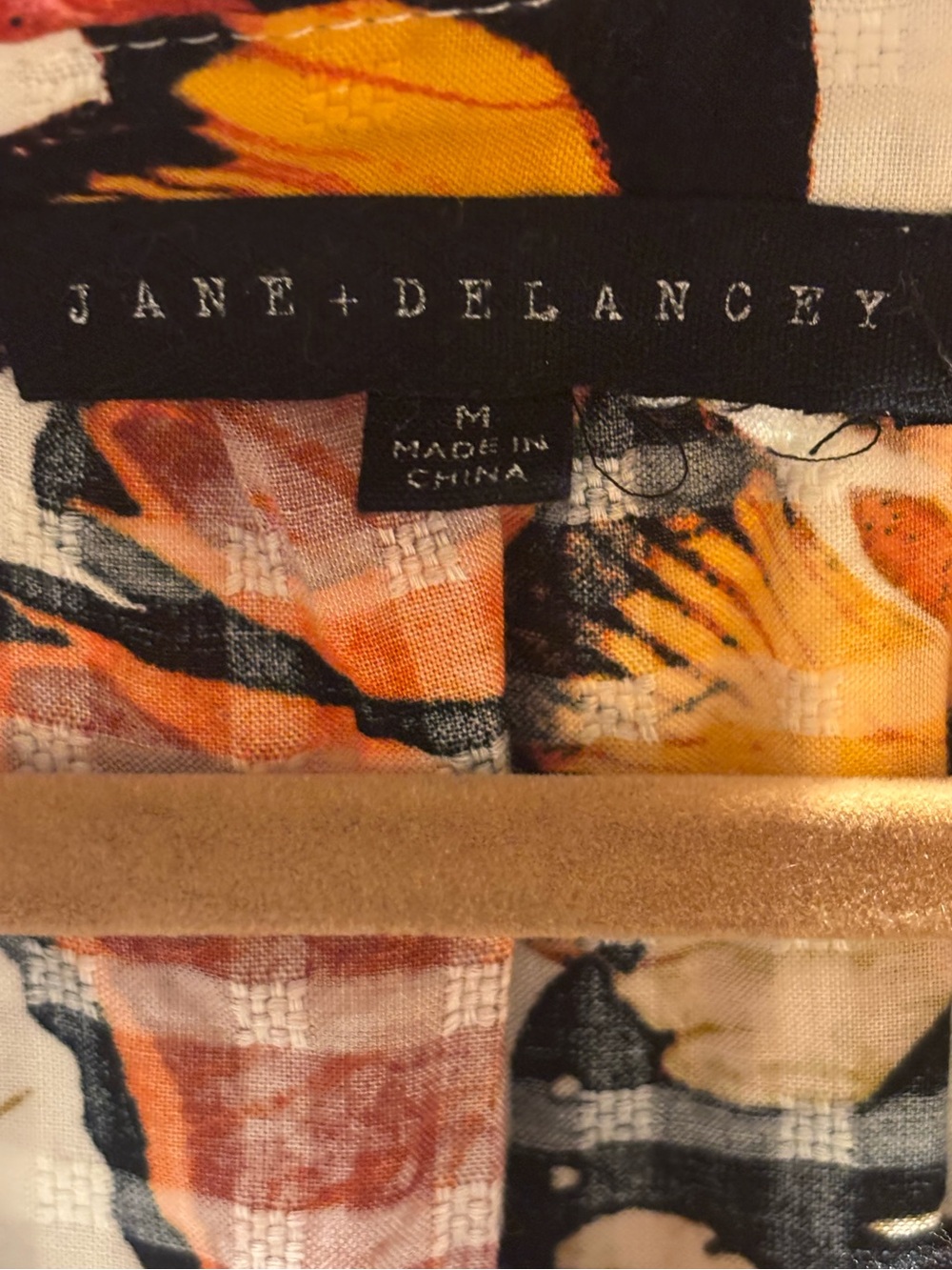 Jane + Delancey Butterfly Print Button Down Blouse Boho Medium, Fall Colors - Picture 4 of 5
